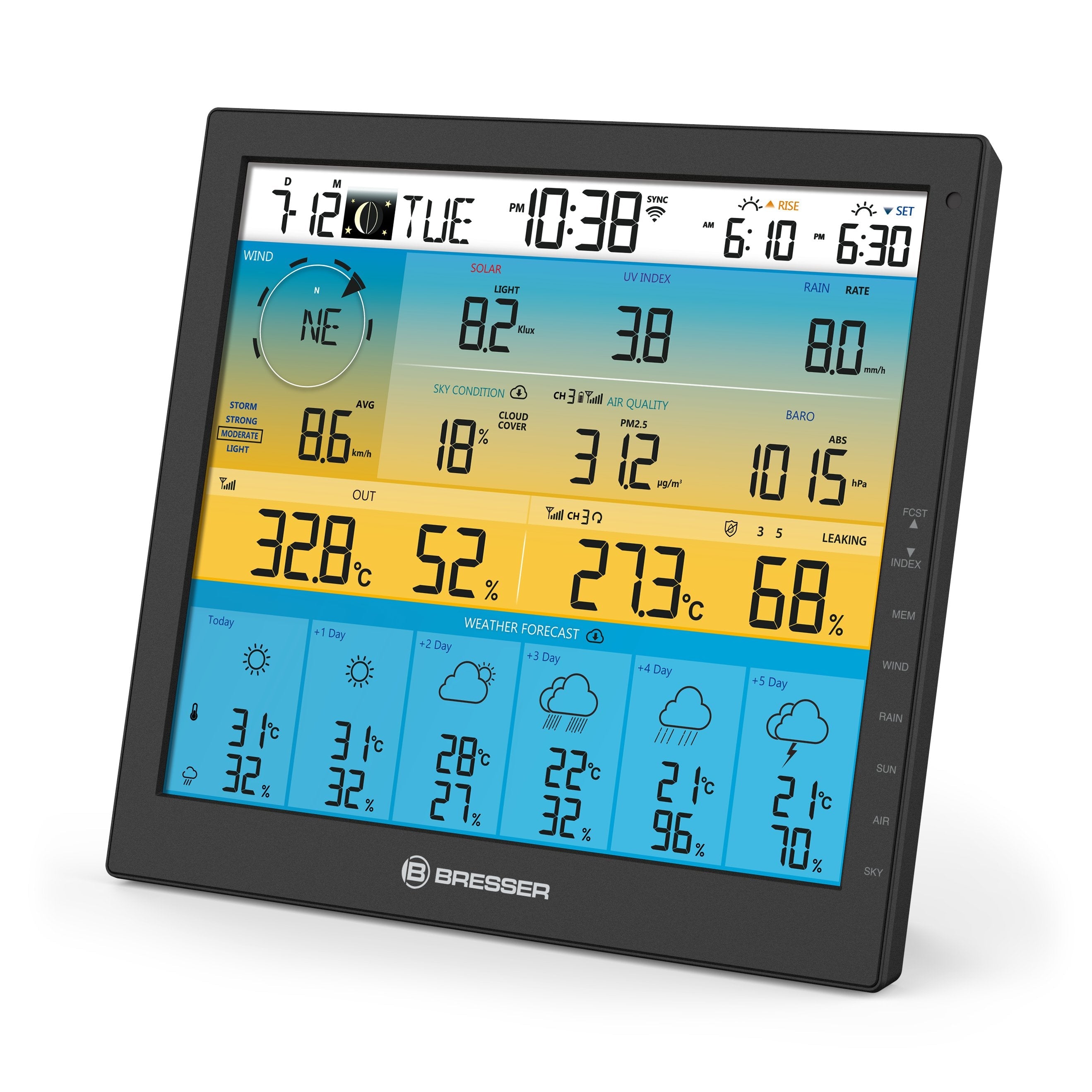 Bresser Optics 7003220 Estación Meteorológica Digital Negro Lcd Batería/Solar Wifi