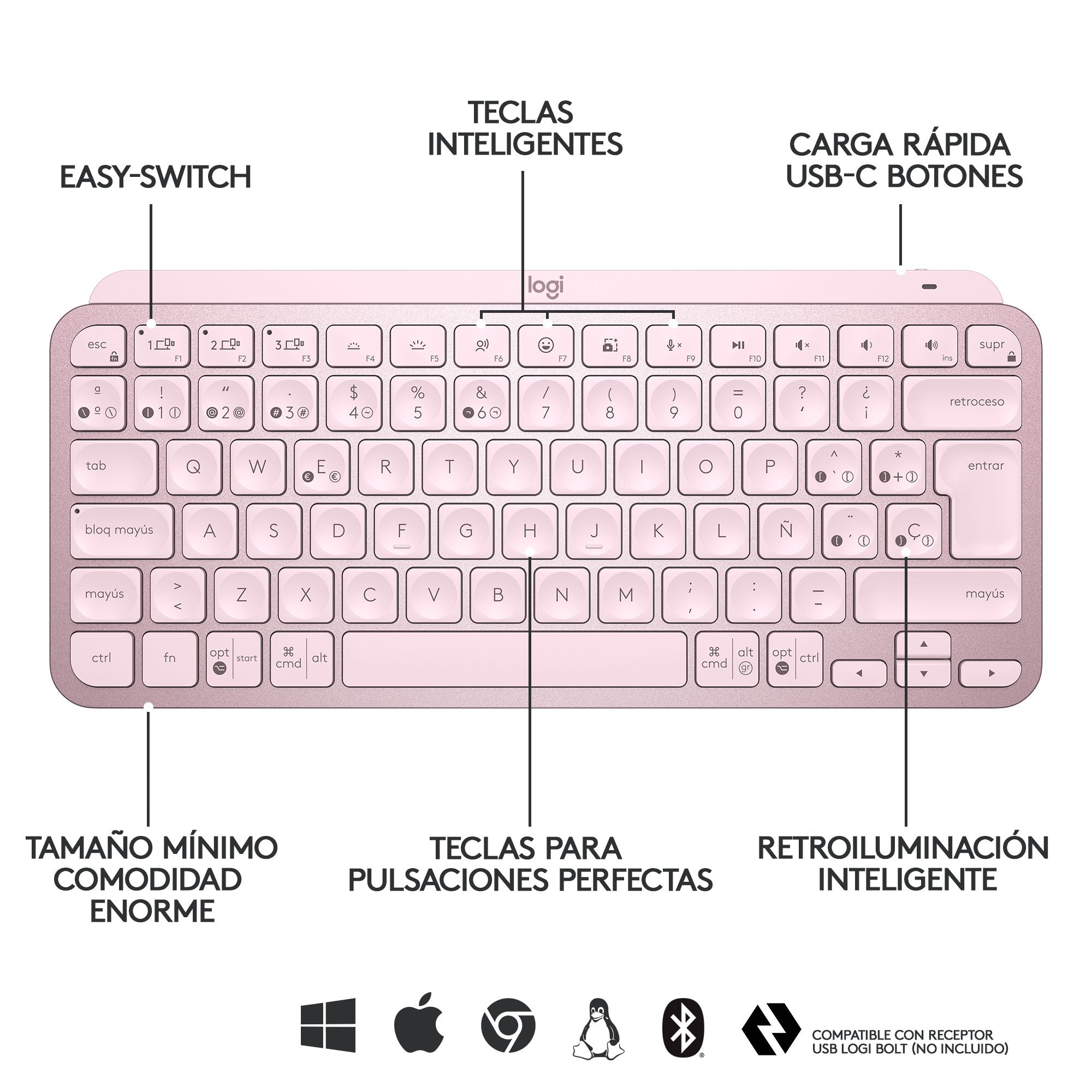 EAN 5099206101937 - Logitech 920-010813 teclado Oficina RF Wireless + Bluetooth QWERTY Español Rosa imagen 12