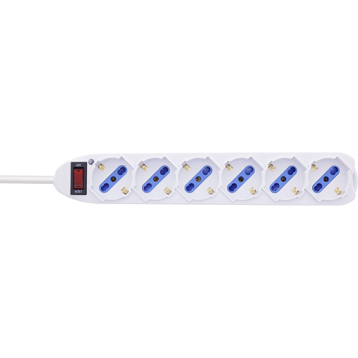 Inline® Power Strip Italy, 6-Way, With Switch, 1.5m, White