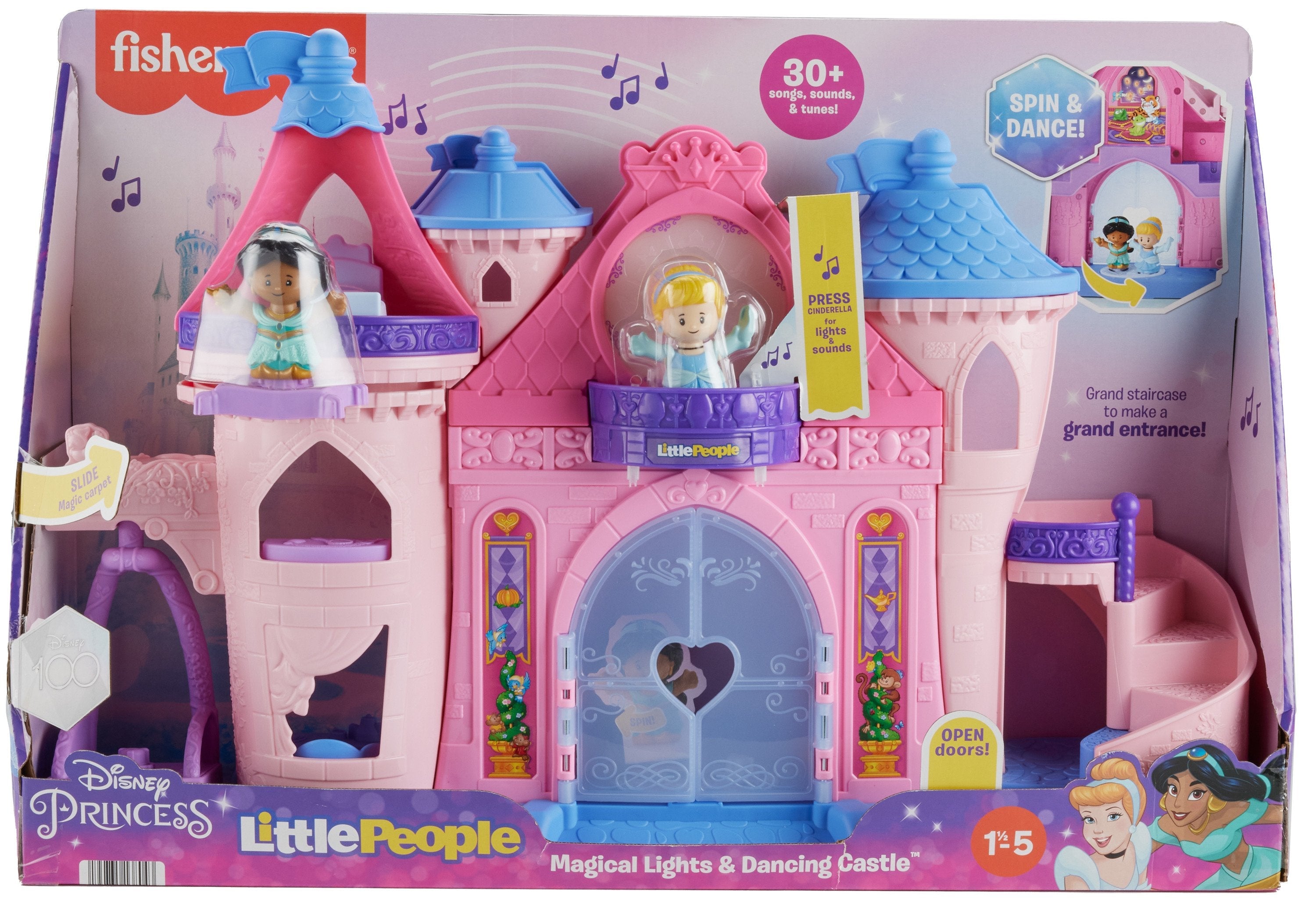 Fisher-Price - Disney Princess Little People, Conjunto De Juego Magical Lights & Dancing Castle, Bebés +1 Año (Mattel Hnd55)