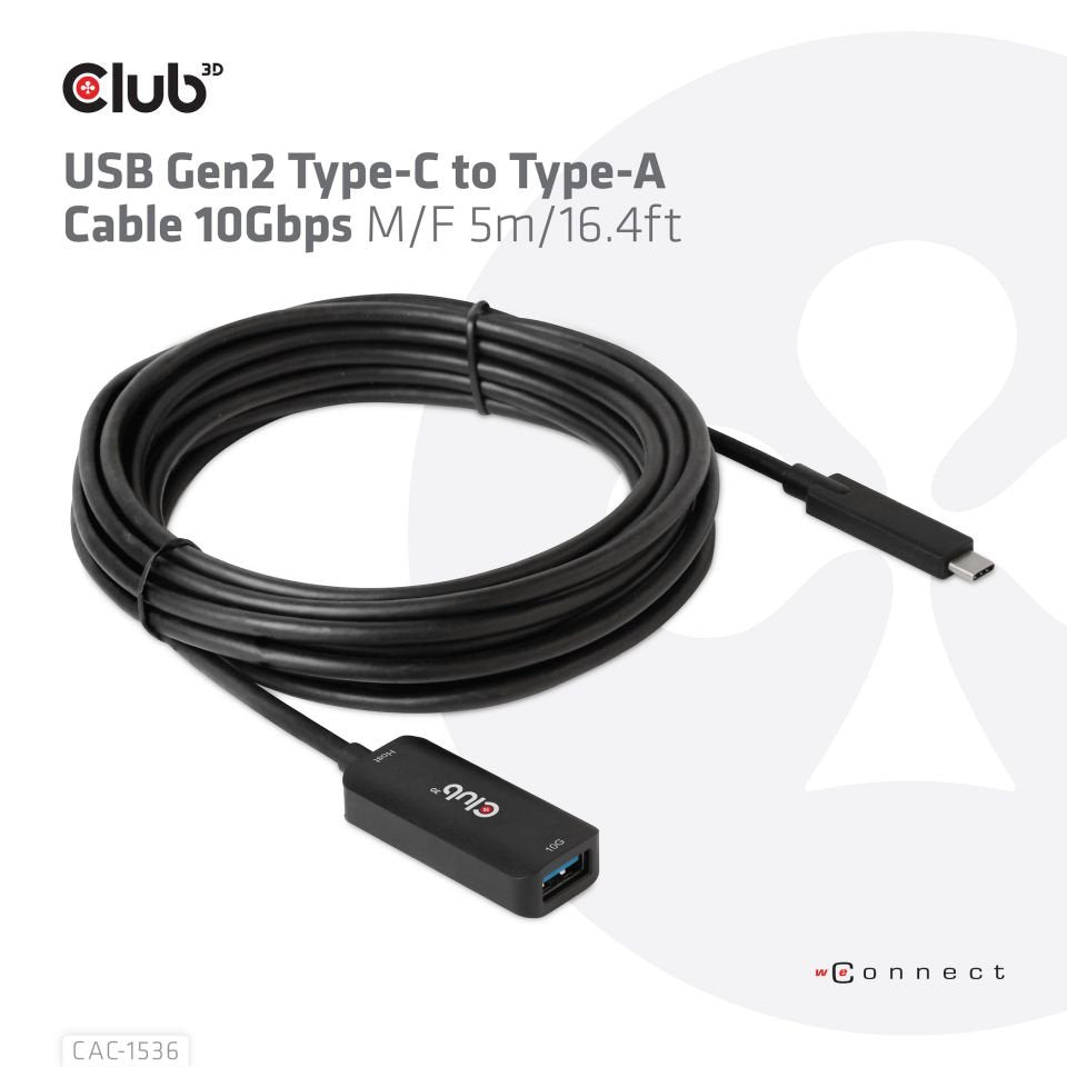 EAN 8719214472078 - CLUB3D CAC-1536 cable USB USB 3.2 Gen 2 (3.1 Gen 2) 5 m USB C USB A Negro imagen 7