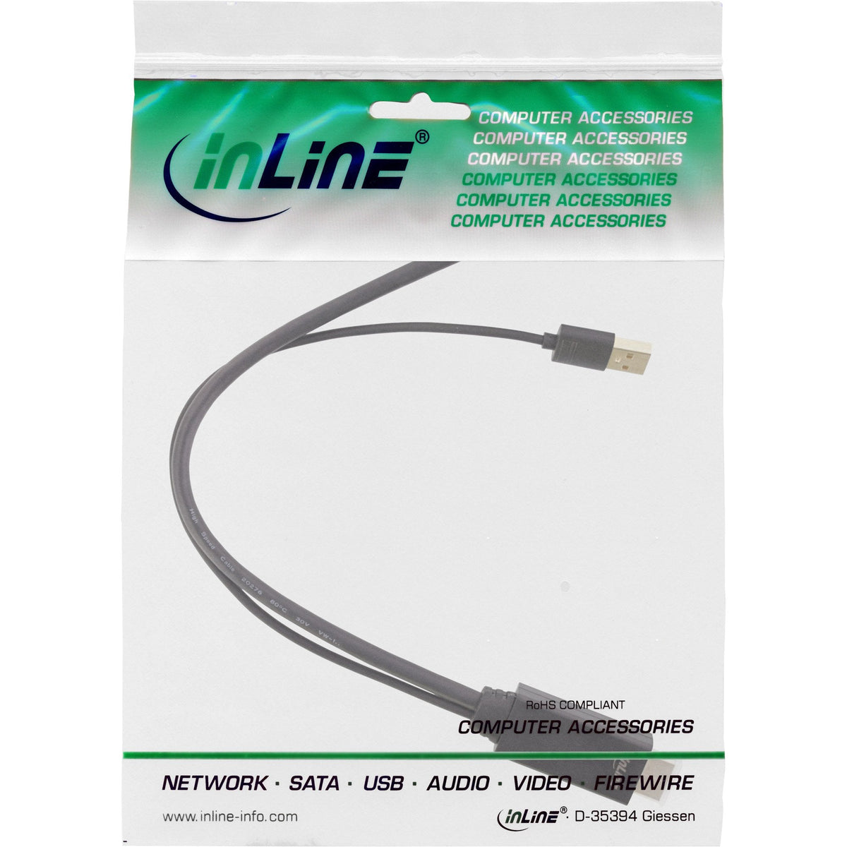 Cable Inline Hdmi M A Displayport F, 4k, Negro/Dorado, 0,3 M
