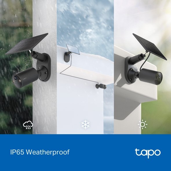 Tp-Link Tapo C411 Kit Venkovn Cámara, Solrn Panel (3mp, 2k Qhd, 1296p, Ir 9m, Wifi, Micro Sd Card, Ip65)