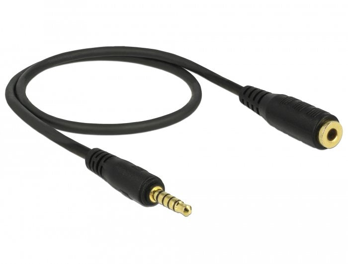 Delock Cable De Extensión Conector Estéreo 3,5 Mm De 5 Pines, Macho A Hembra 0,5 M Negro
