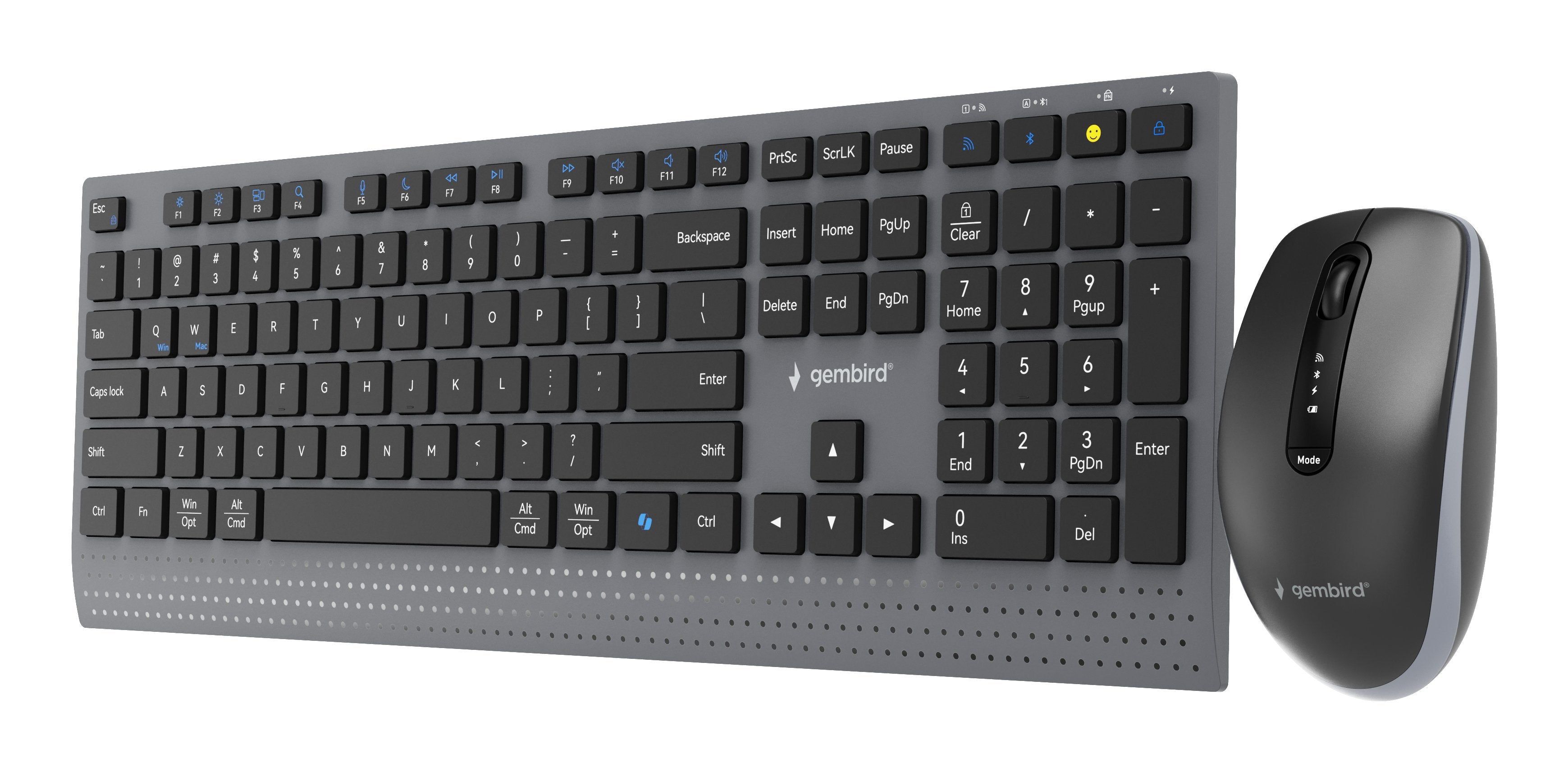 Gembird Dual-Mode Slim Wireless Desktop Set 2.4g+Bt Us Layout