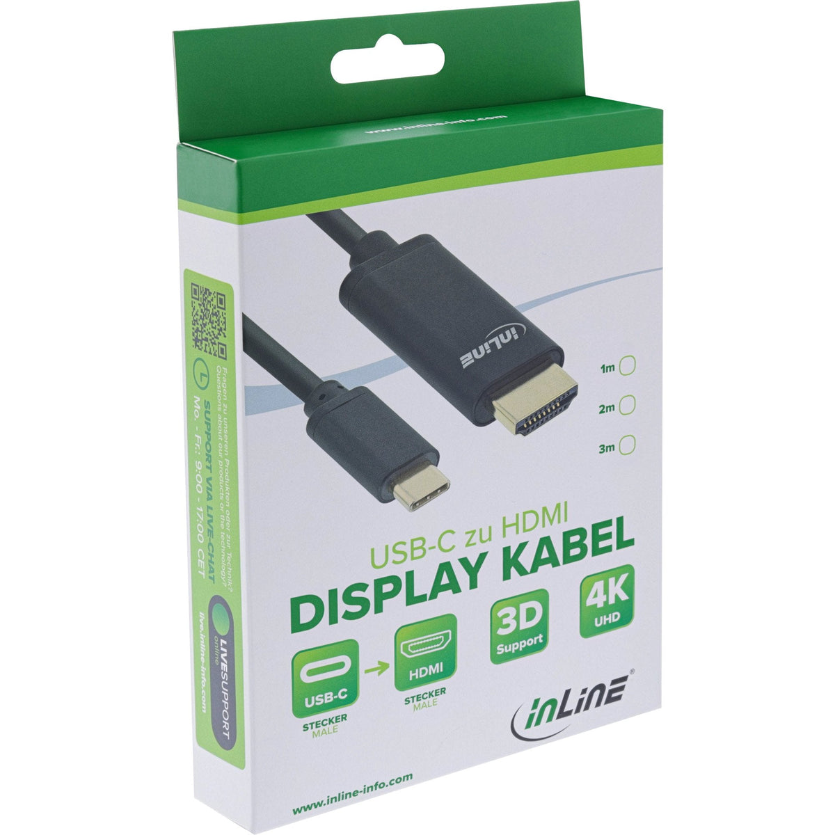 Adaptador Usb Inline, Usb Tipo C Macho A Hdmi Macho (Modo Alternativo Dp), 4k2k, Negro, 3 M