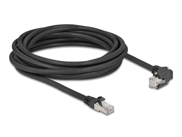 Delock Gige Kamera Cable Rj45 Stecker 90° Gewinkelt Mit Schrauben Zu Rj45 Stecker Cat.6 S Ftp 5 M Schwarz