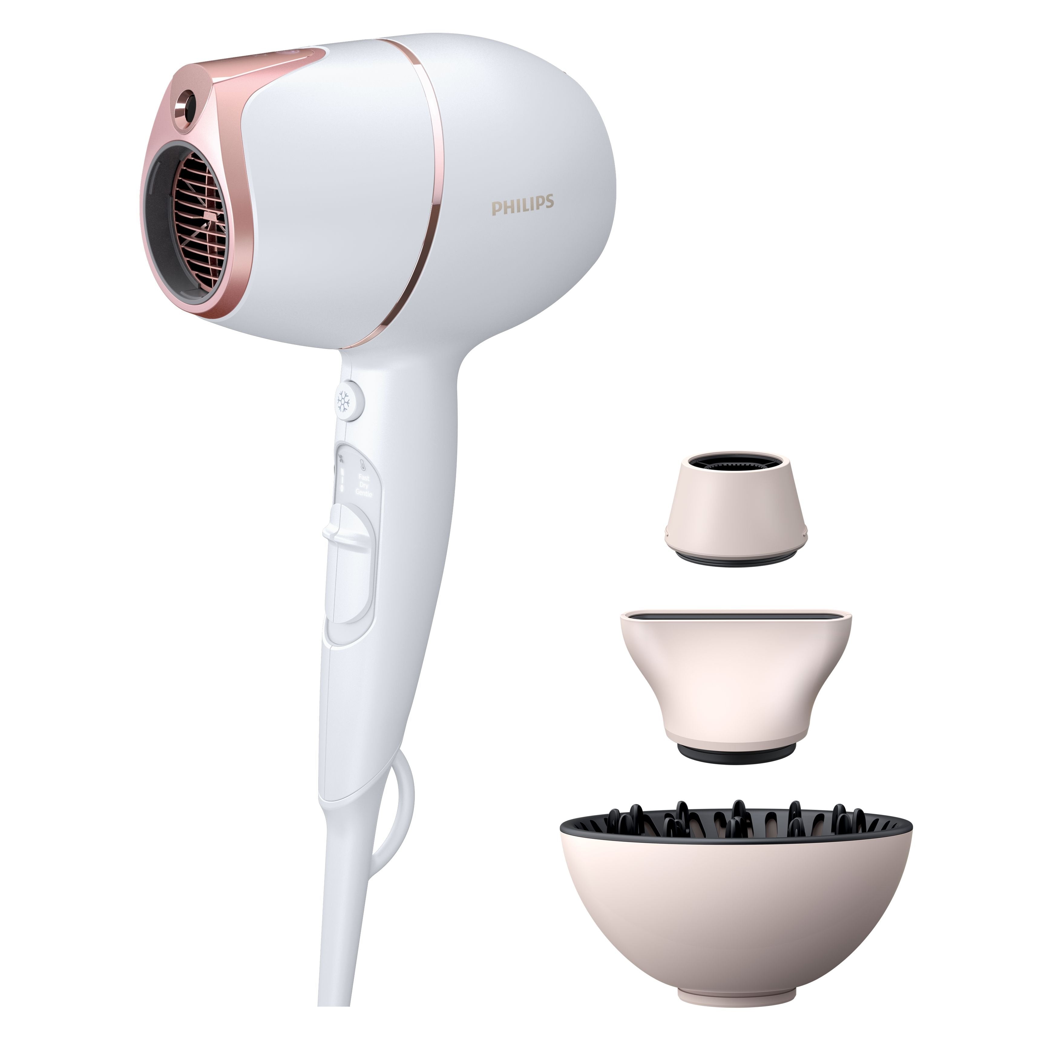 Secador De Pelo Philips Bhd628 00 Prestige Con Sensor Senseiq, Color Blanco Rosa