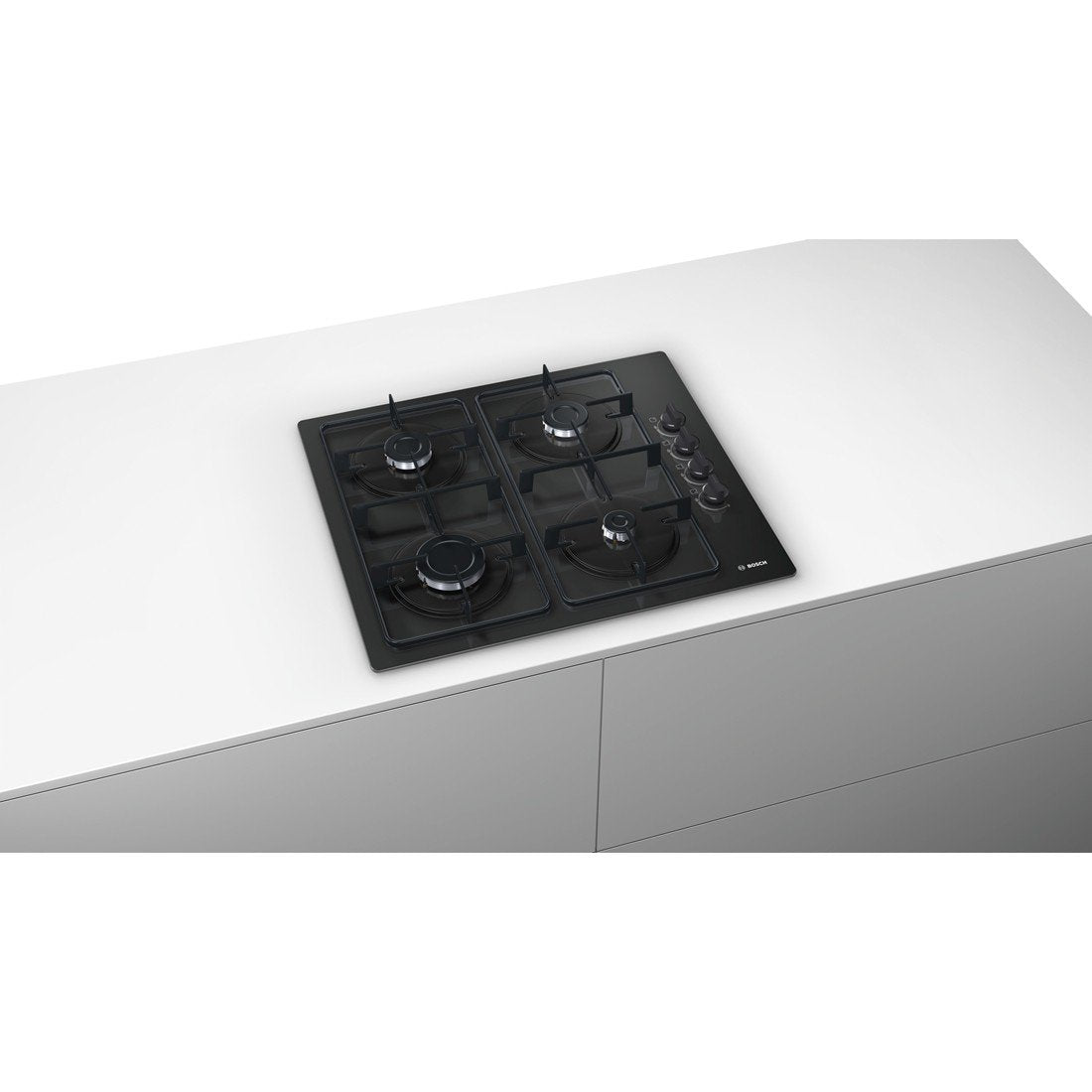 Placa De Gas Bosch 60cm Eléctrico Ignición Cristal Negro Pop 6b6b80