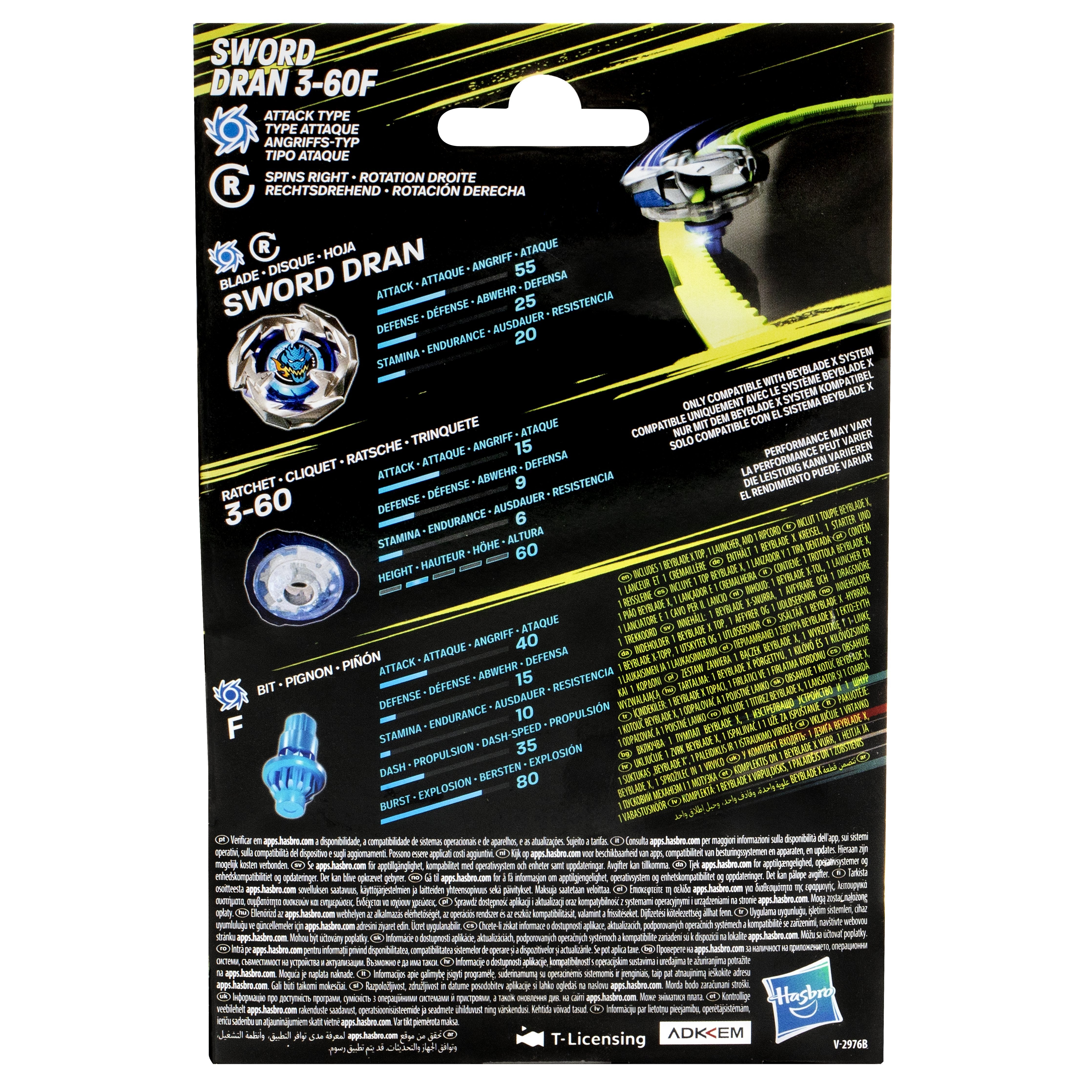 Juego Kit Inicial Sword Dran 3-60f Beyblade X Surtido