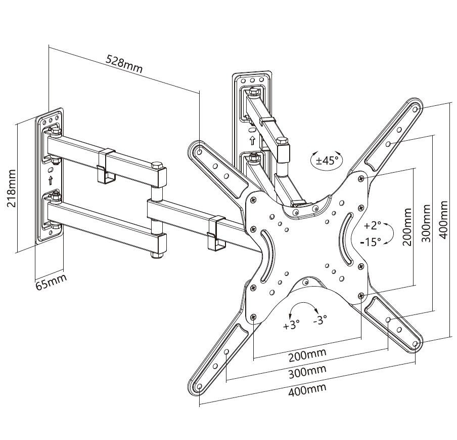 Equip 650328 Soporte De Pared De Esquina Para Tv 23-55 Vesa 400x400 Max. 45kg