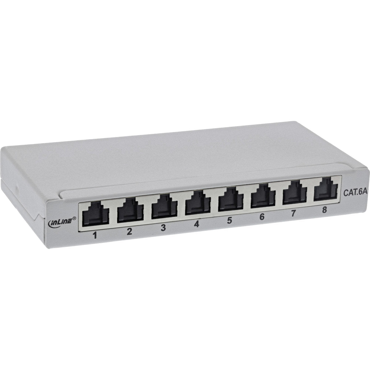 Inline® Patch Panel Cat.6a 0.5u 8-Port, For Table/Wall/Rail, With Dust Projoection, Gris