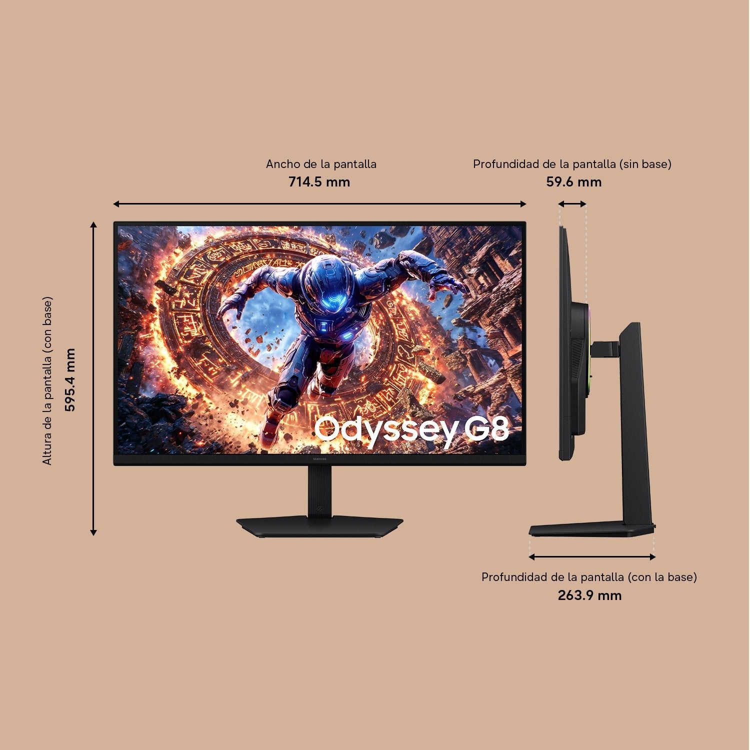 Monitor 32 Pulgadas Odyssey G80hs Ips 6144x3456 6k 16:9 2xhdmi 1xdp 2xusb 3.2 1ms 330/165hz Has+Piv Plano 2yd2d (Ls32hg802esxen)