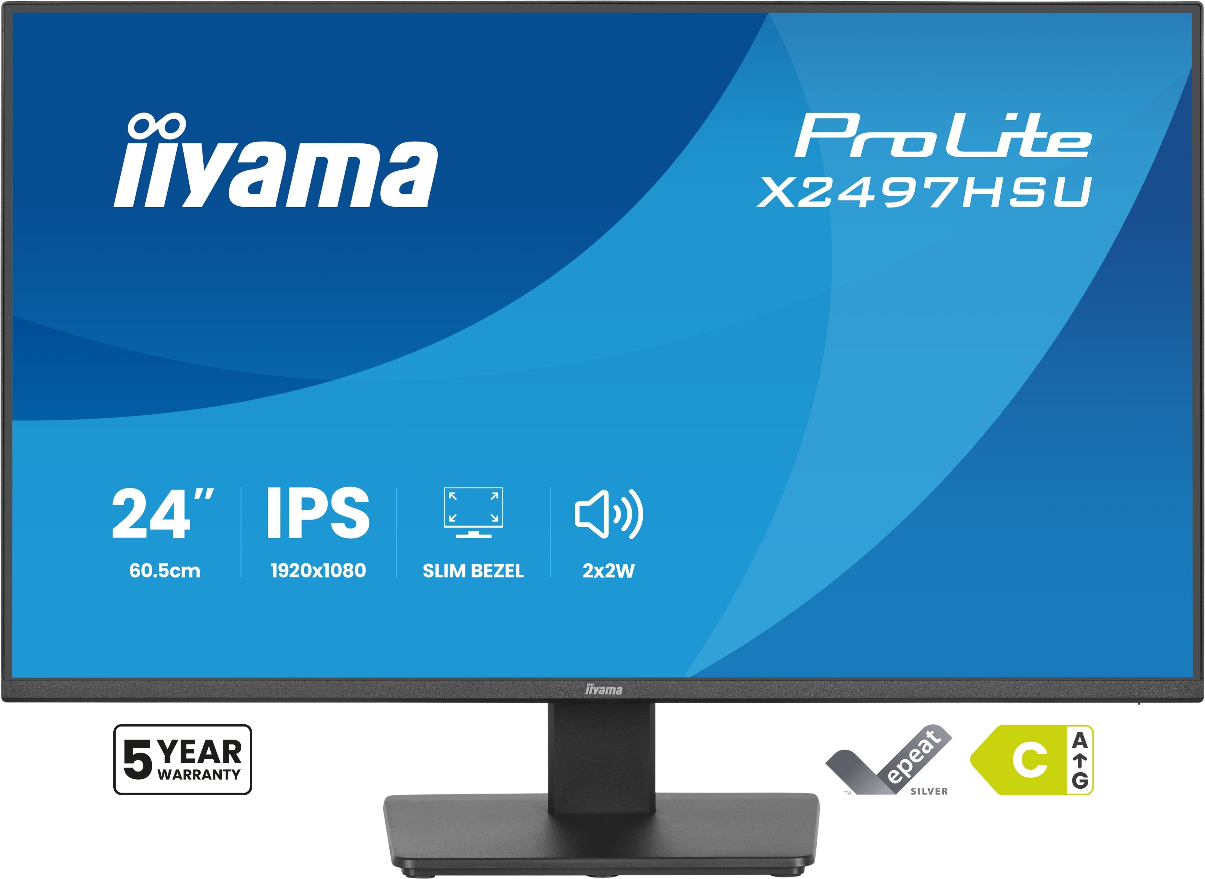 Iiyama Prolite X2497hsu-B1 (60.5 Cm (23.8 Zoll), Negro (Matt), Fullhd, Ips, Hdmi, Dp, Usb-Hub, Lautsprecher, 120hz Panel) X2497hsu-B1