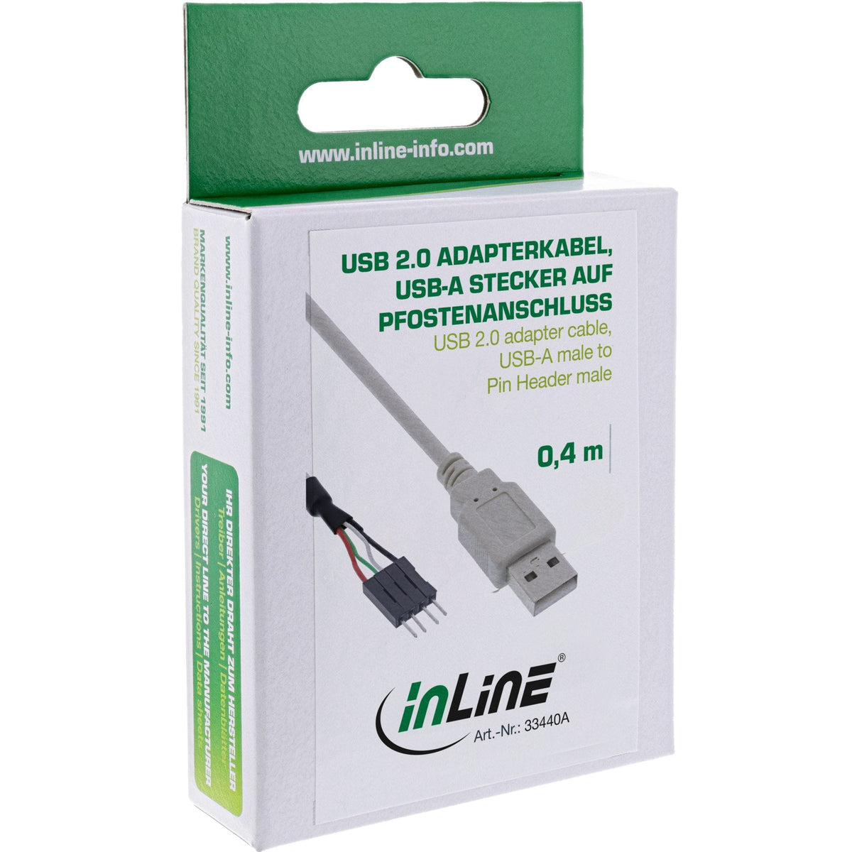 Adaptador Inline Usb 2.0 Usb Tipo A Macho A Pin Header Macho 40 Cm