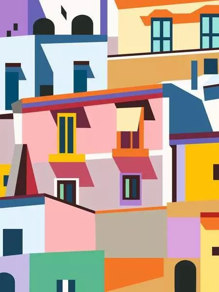 Edición De Lienzo De Ravensburger Creart: Casas Coloridas, Pintura 25527