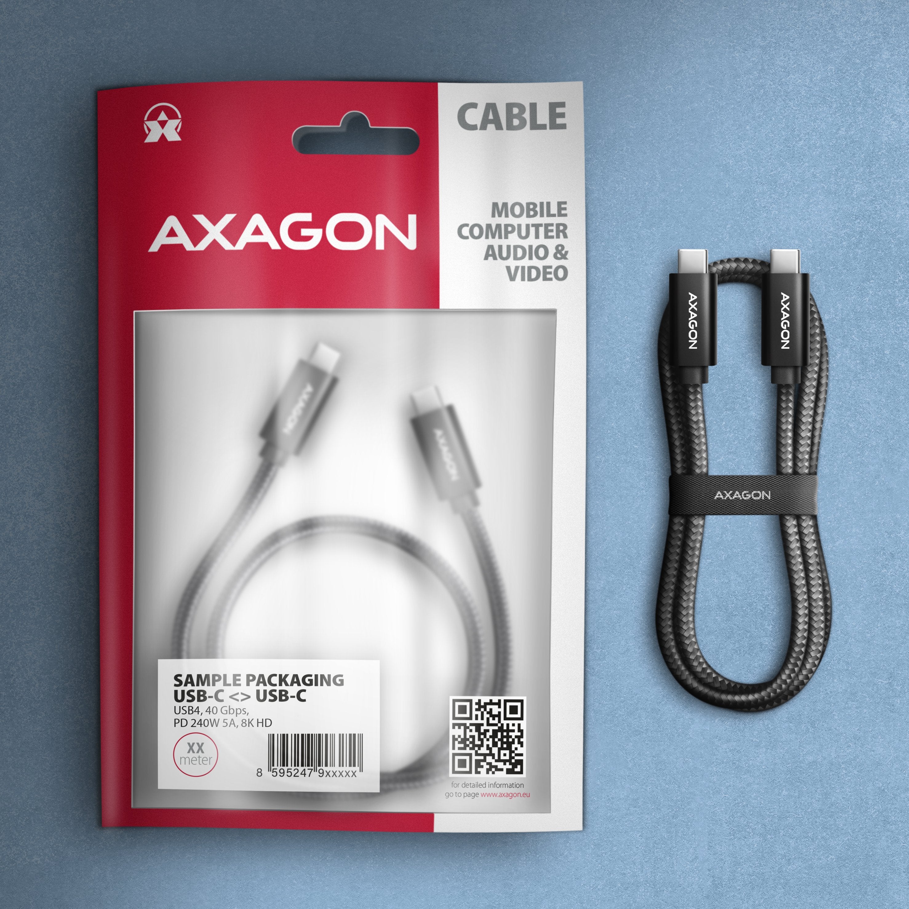 EAN 8595247909404 - Axagon BUCM4X-CM05AB cable USB USB4 Gen 3x2 0,5 m USB C 40 Gbit/s 240 W Negro imagen 10