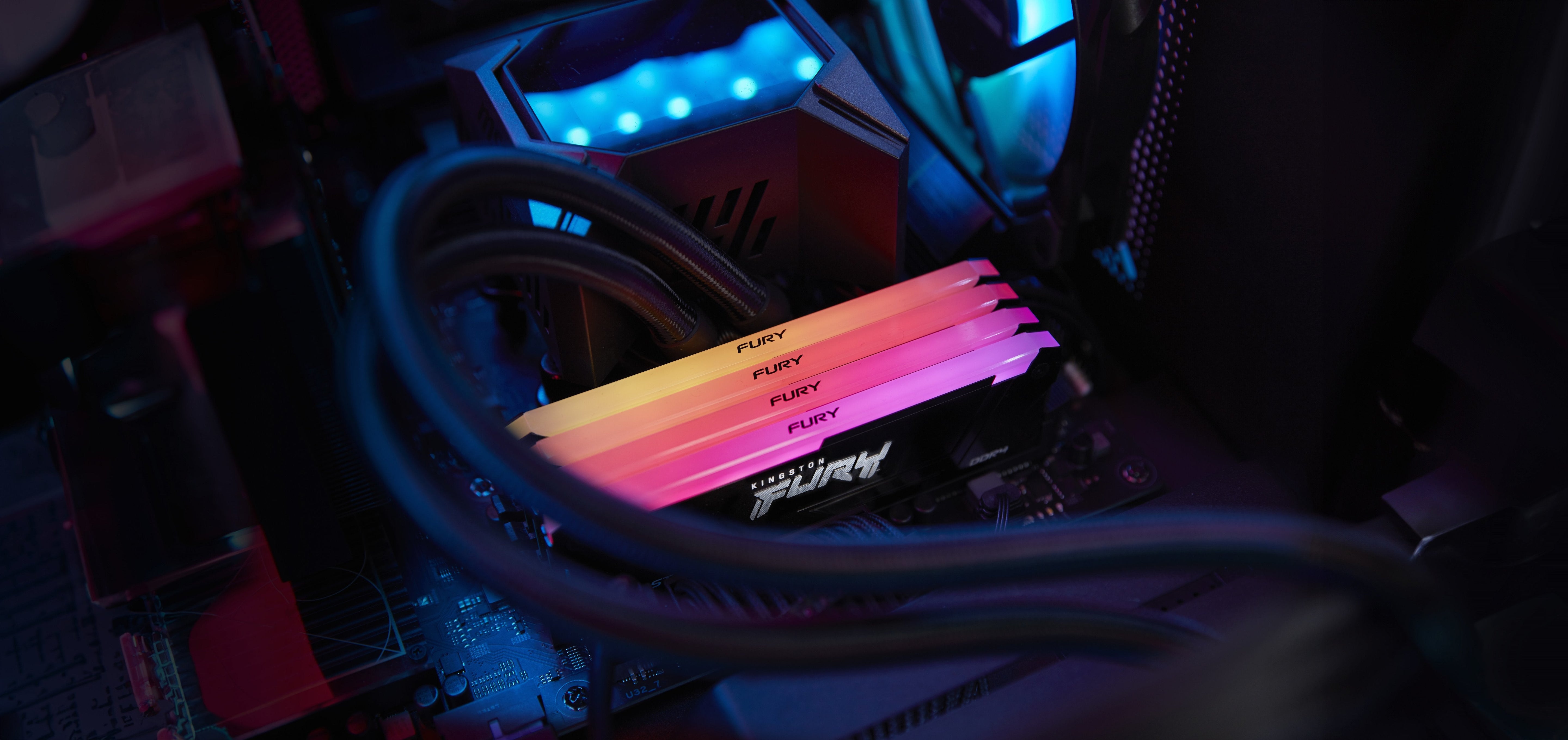Memoria  Kingston Fury Dimm Ddr4 32 Gb 3200 (4x 8 Gb) Kf432c16bb2ak4/32, Beast Rgb, Intel Xmp Kf432c16bb2ak4/32 Negro