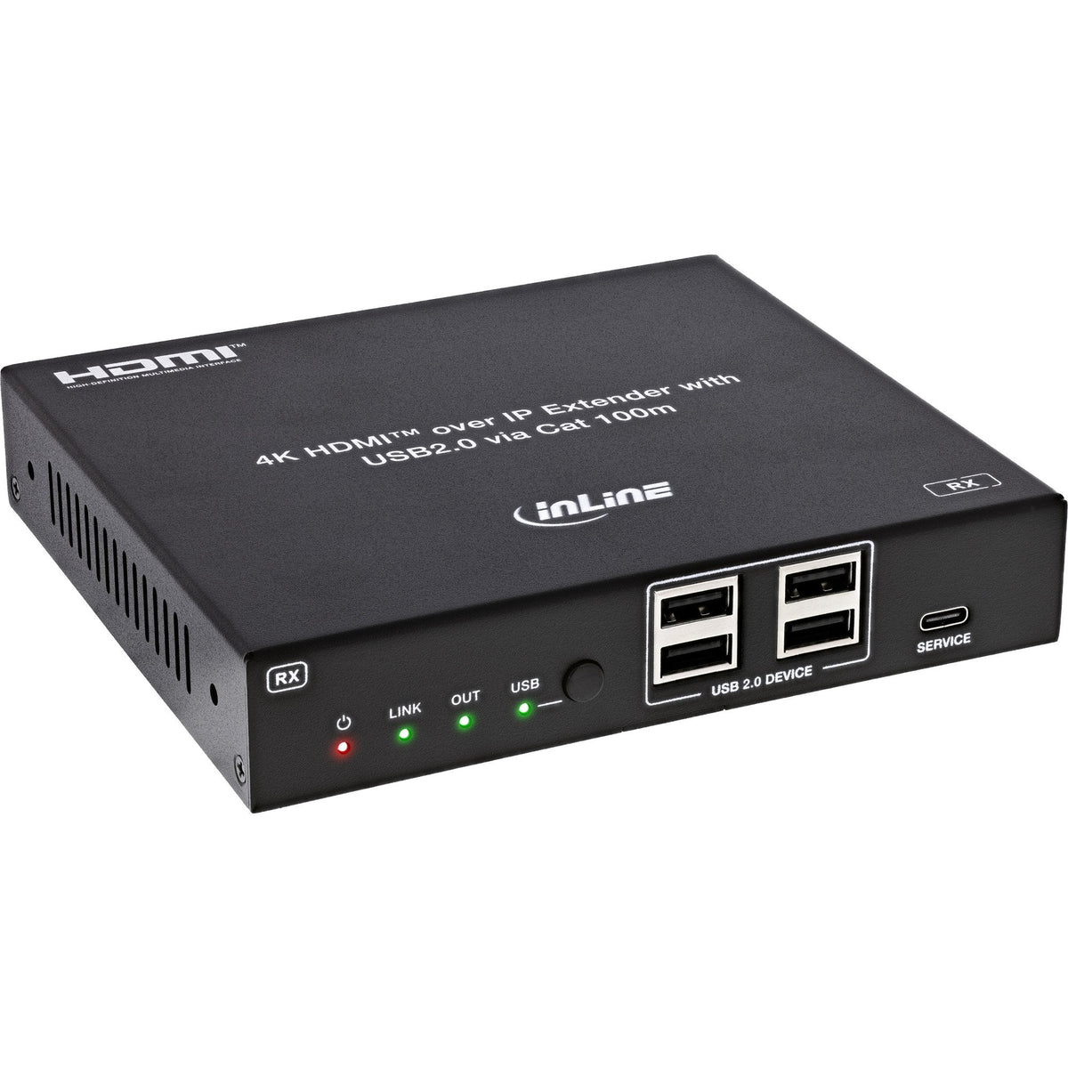 Kvm Extender Sobre Ip, Hdmi, 4k60hz, 4 Usb 2.0,100m, Receptor Inline