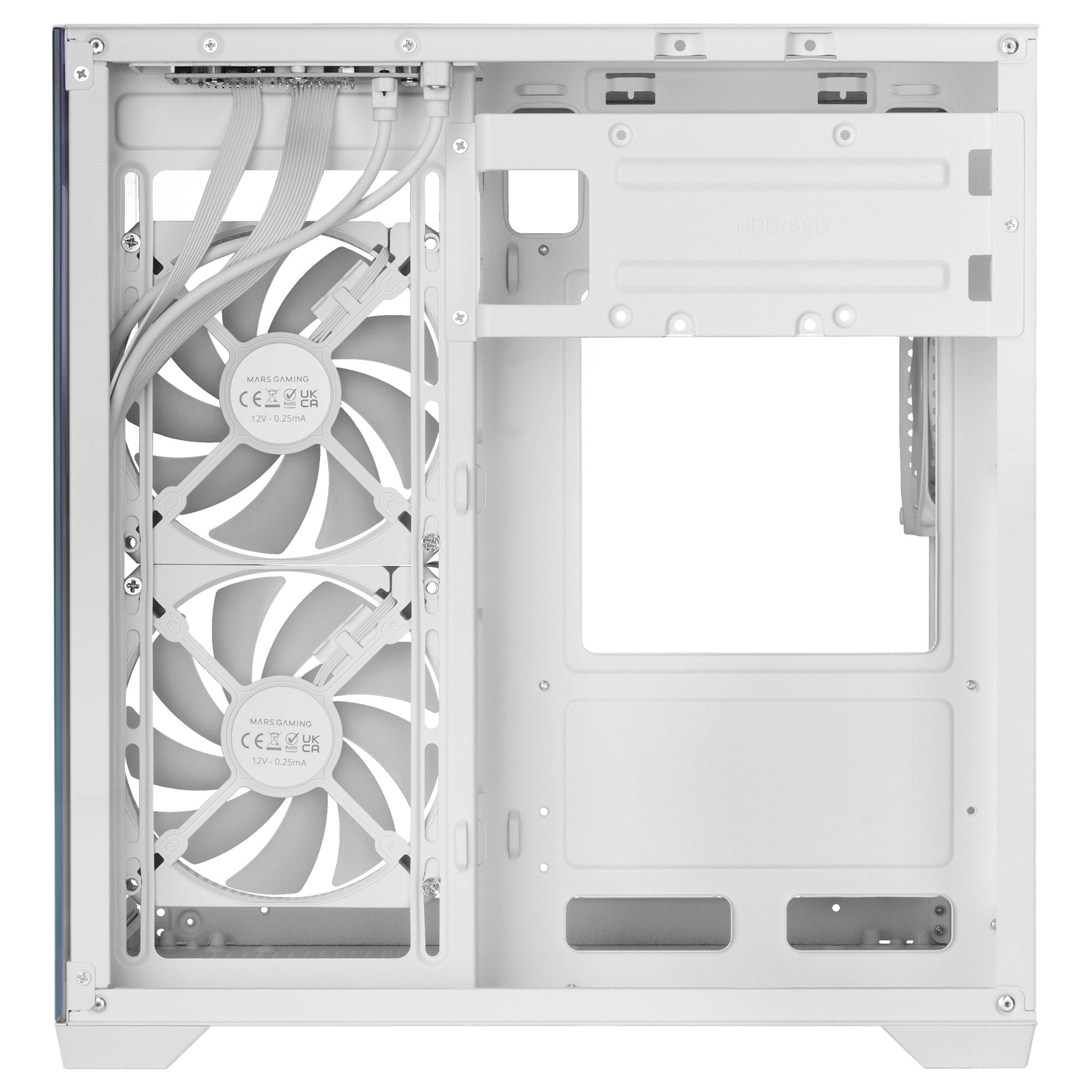 Caja Pc Micro Atx Mars Gaming Mc-View3w Gpu Max 330mm Cristal Templado Panoramico Argb Usb-C Blanca