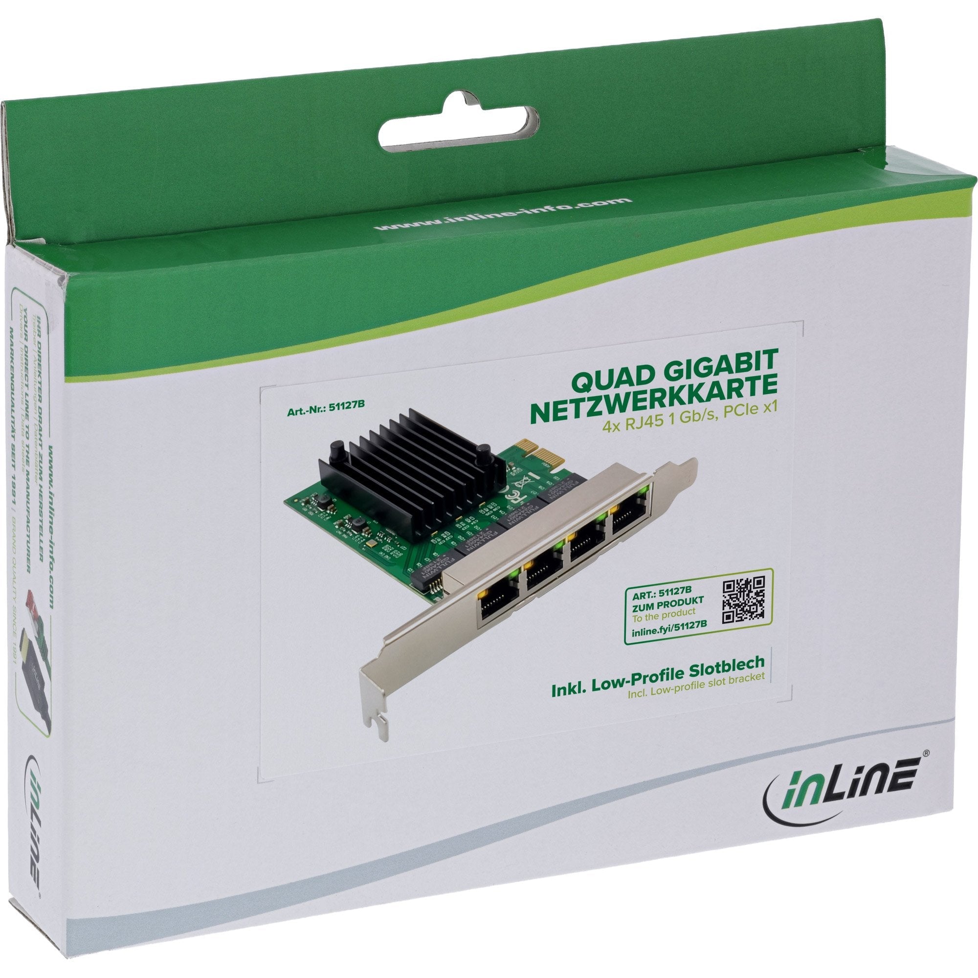 Inline Quad Gigabit Tarjeta De Red - 4x Rj45 1 Gb/S - Pcie X1