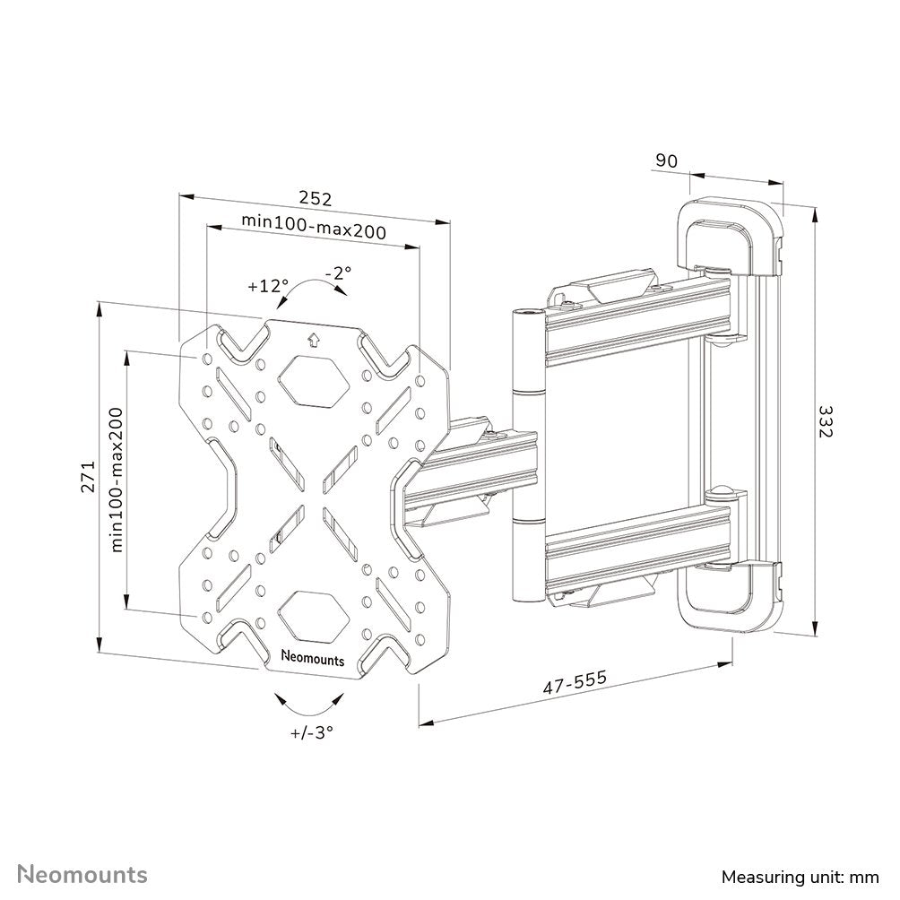 Neomounts Select Screen Wall Mount (Full Motion, 3 Pivots, Vesa 200x200) (Wl40s-850bl12)