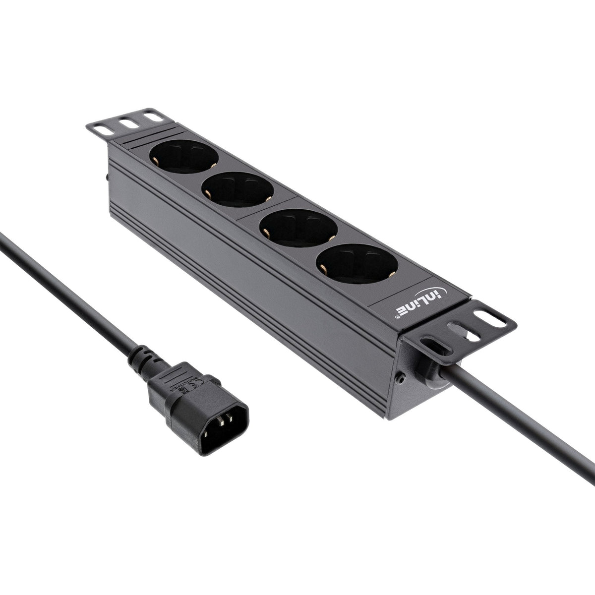 Inline® 10" Socket Strip, 4-Way Earthing Contact, C14 Connection, W/O Switch