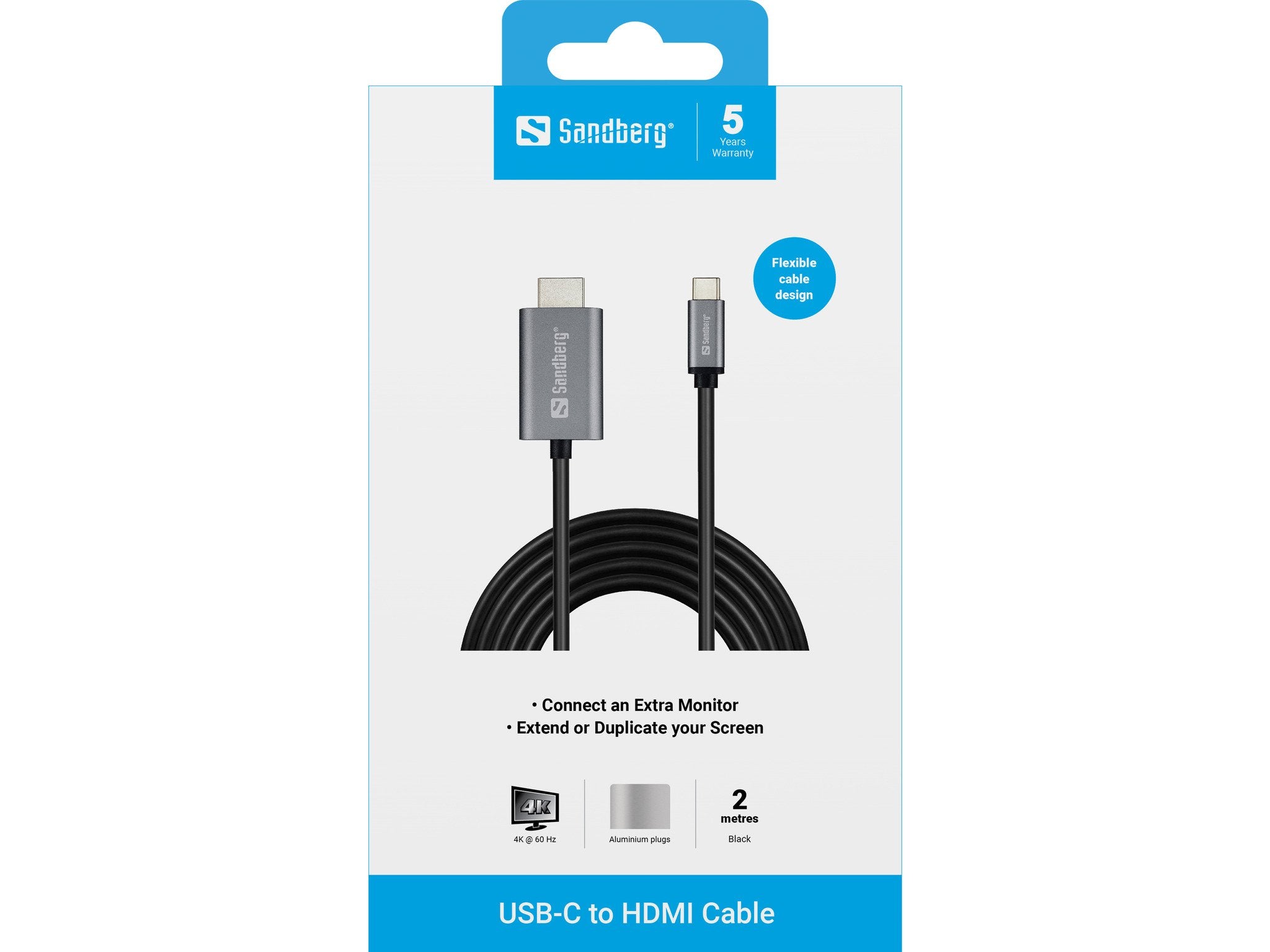 EAN 5705730136214 - Sandberg 136-21 adaptador de cable de vídeo USB Tipo C Plata imagen 2