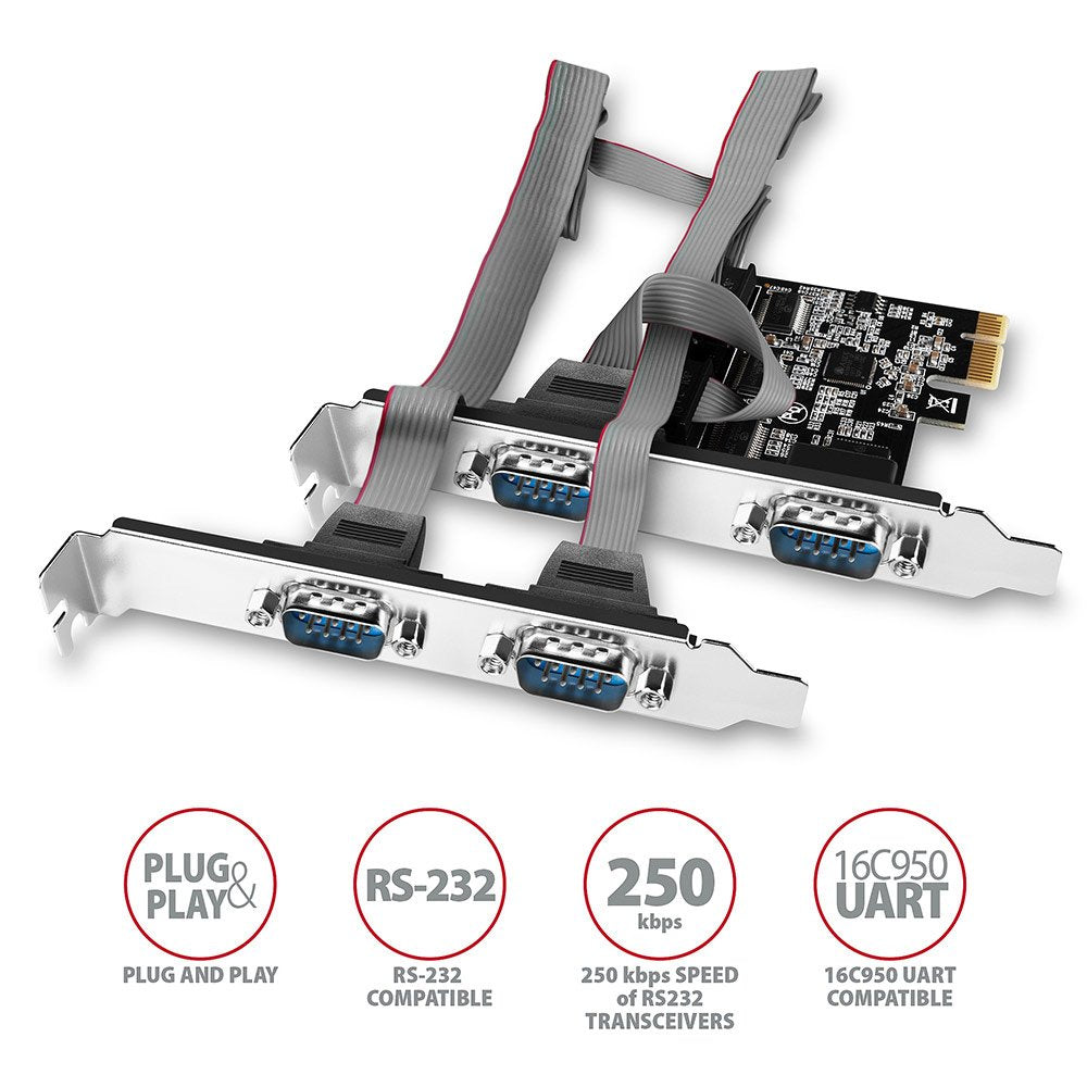 EAN 8595247905413 - Axagon PCEA-PSN PCIe-Adapter mit 4x Seriell-Ports - ASIX AX99100 Chipsatz tarjeta y adaptador de interfaz imagen 2