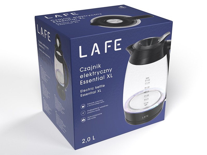 EAN 5907512875537 - Lafe Essential XL tetera eléctrica 2 L 2200 W Negro, Transparente imagen 10