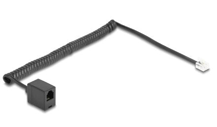 Delock Telefoncable   Spiralcable Rj11 Stecker Zu Rj11 Buchse Schwarz 2 M