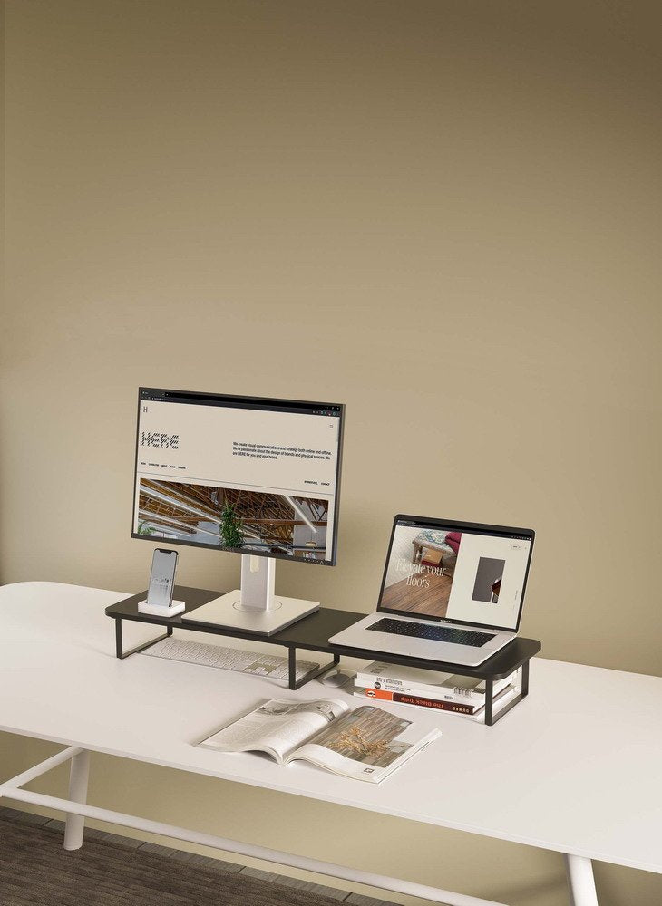 Gembird Ms-Table2-01 Soporte De Monitor Para 2 Monitores (Rectángulo Largo) Negro