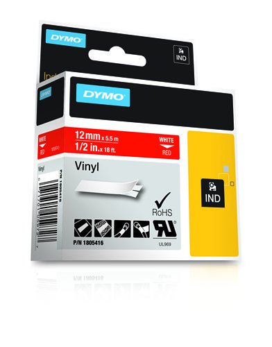 Dymo Rhino Cinta Id1-12 Blanco/Rojo Vinilo