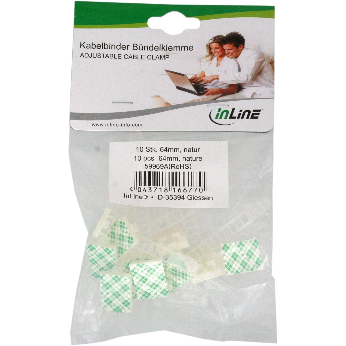 Abrazadera De Cable Ajustable Inline 64mm Blanco 10uds