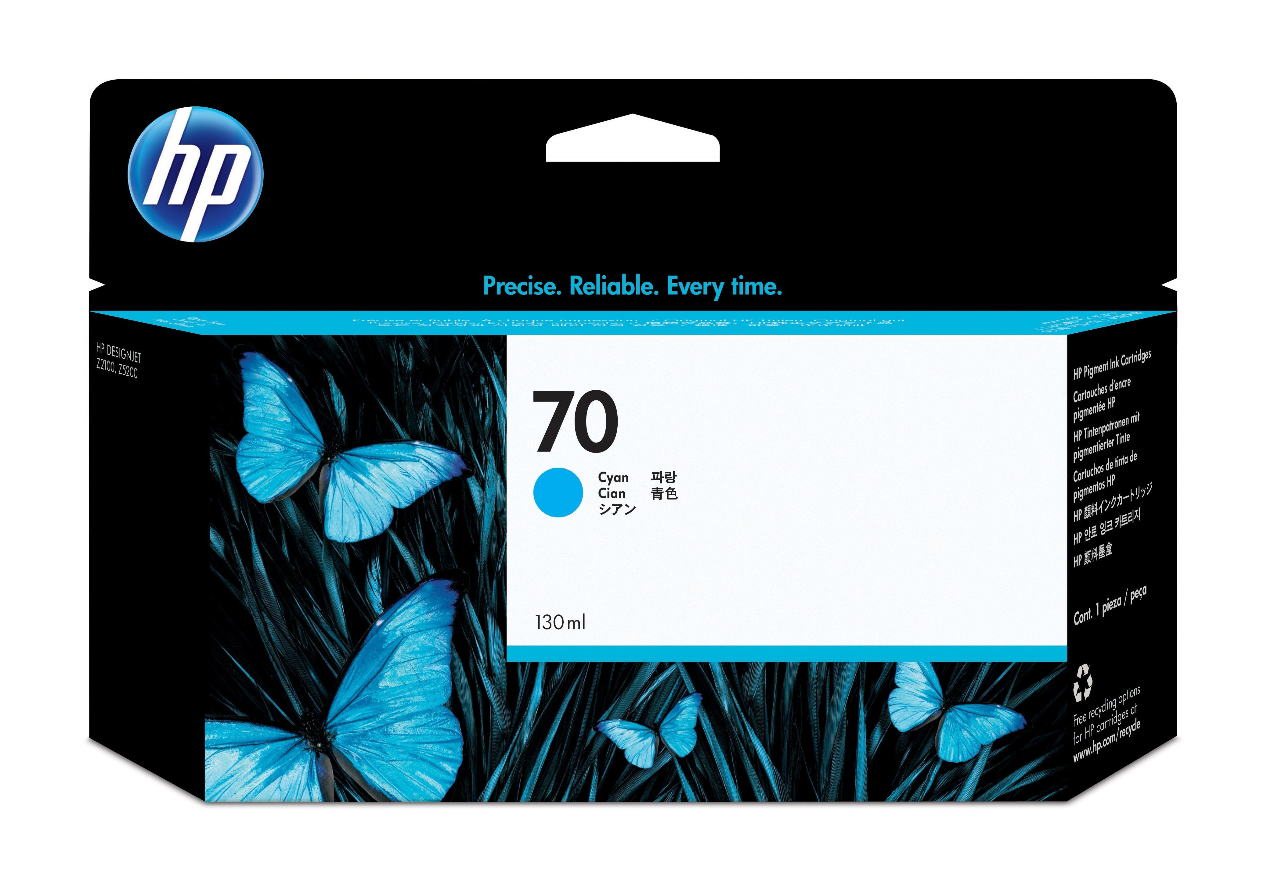 EAN 0882780528697 - HP 70 130-ml Cyan DesignJet Ink Cartridge cartucho de tinta 1 pieza(s) Original Rendimiento estándar imagen 1