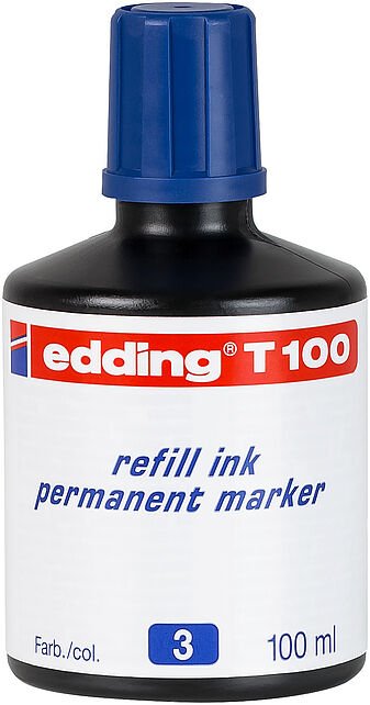 Edding T100 Bote De Recarga Para Rotulador Permanente - Capacidad 100ml - Color Azul