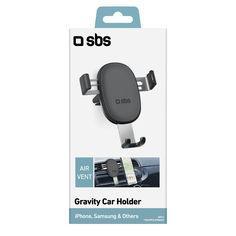 Soporte Universal Coche Sbs Con Cierre Automatico Sistema Airvent Clip Negro