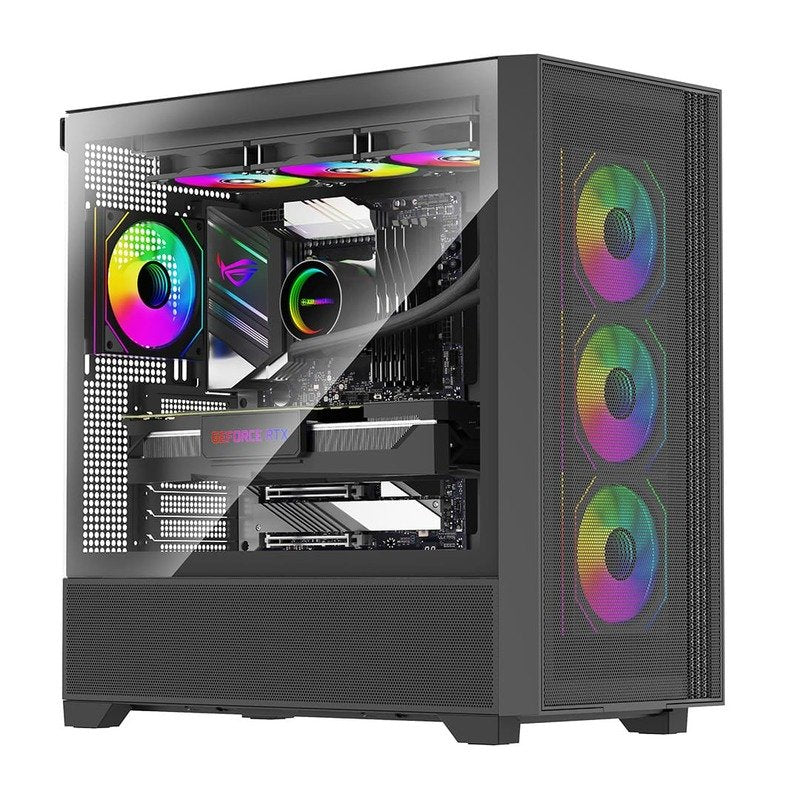 Caja  Pc Xilence Flux X916.Argb Negra, Vidrio Templado Xg178