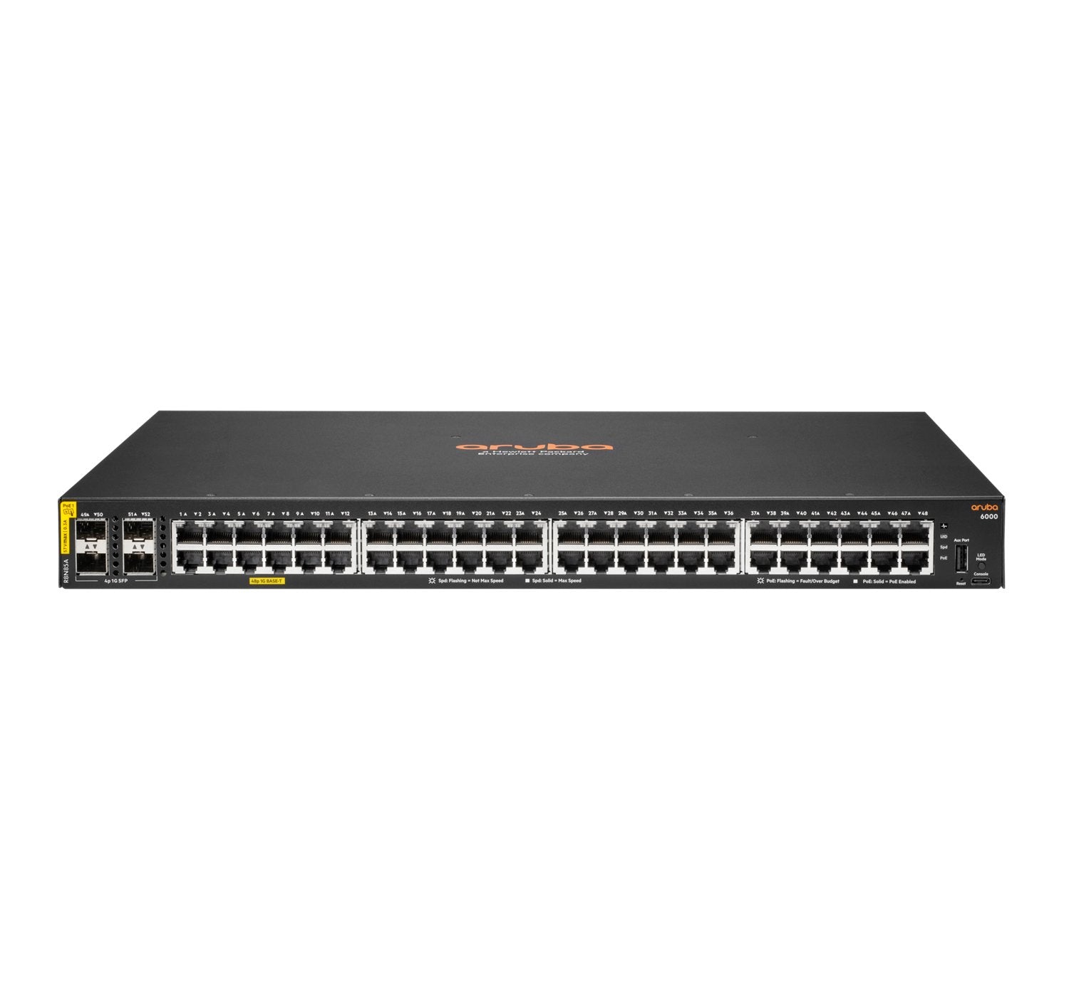 Aruba Switch 6000 48g 4sfp Poe+ 370w 48x10/100/1000 4sfp Poe+ Managed L3