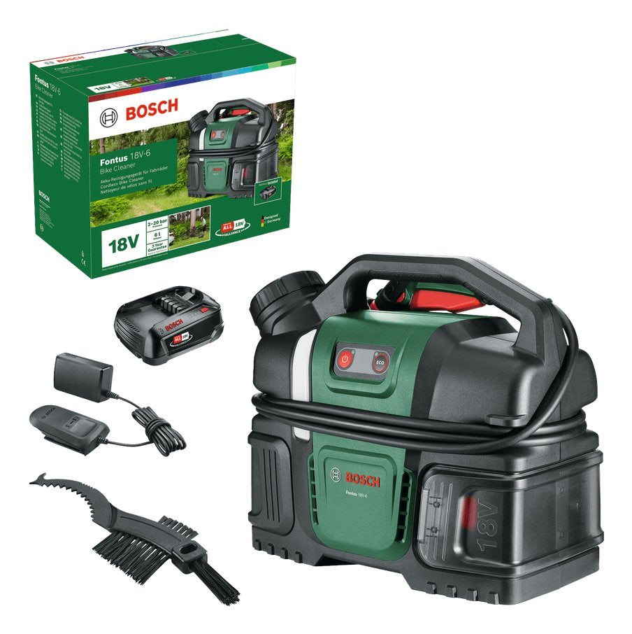 Bosch Powertools Fahrradreinigungsgerät Fontus 18v-6 (Verde/Negro, Inkl. Akku Und Ladegerät, Power For All Alliance) 06008b6201