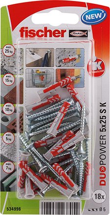 EAN 4048962237054 - Fischer 534996 tornillo de anclaje y taco 18 pieza(s) Set de tornillos y anclajes 25 mm imagen 1