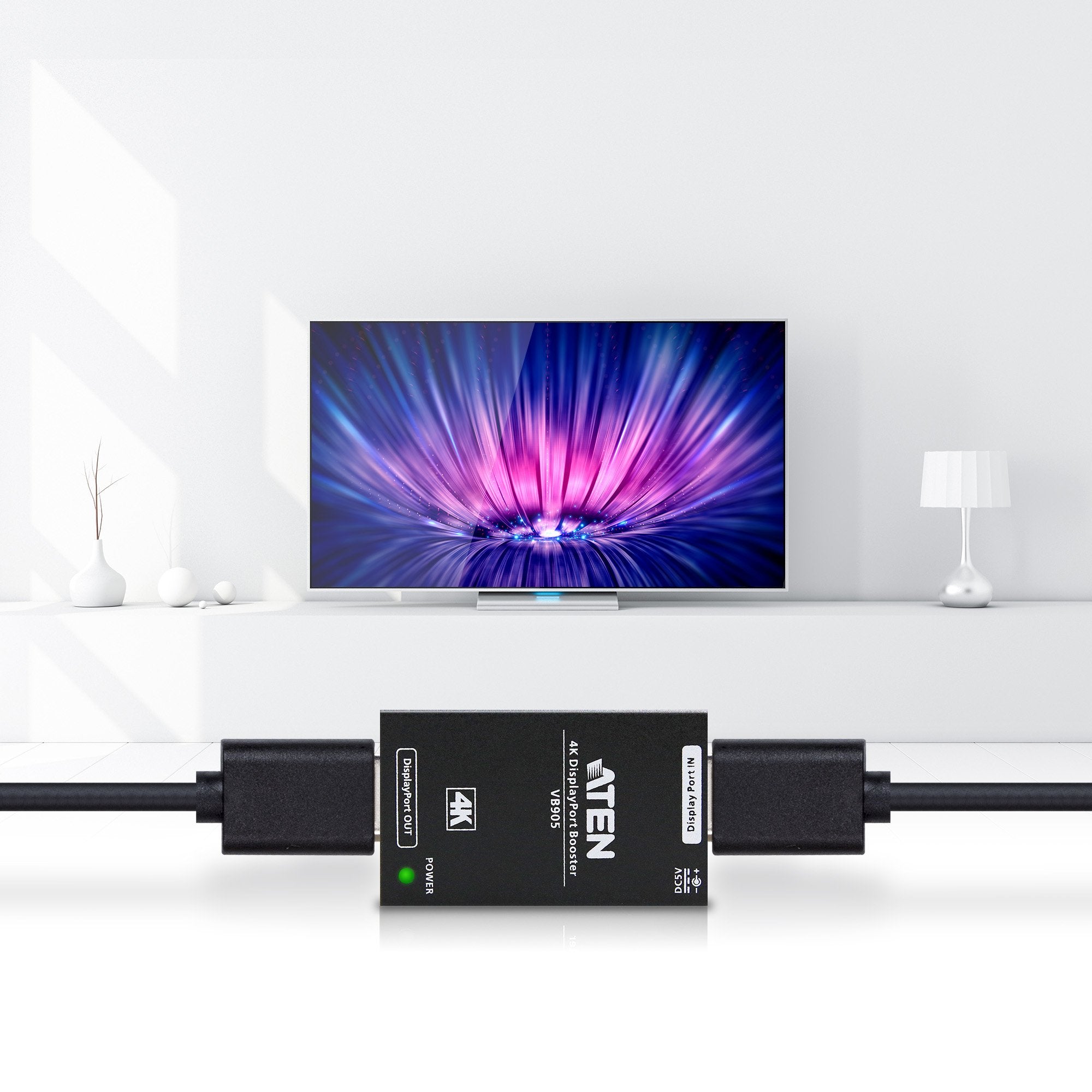 Aten Vb905 4k Displayport Booster, Amplificador De Señal Hasta 5m, Conectable En Cascada