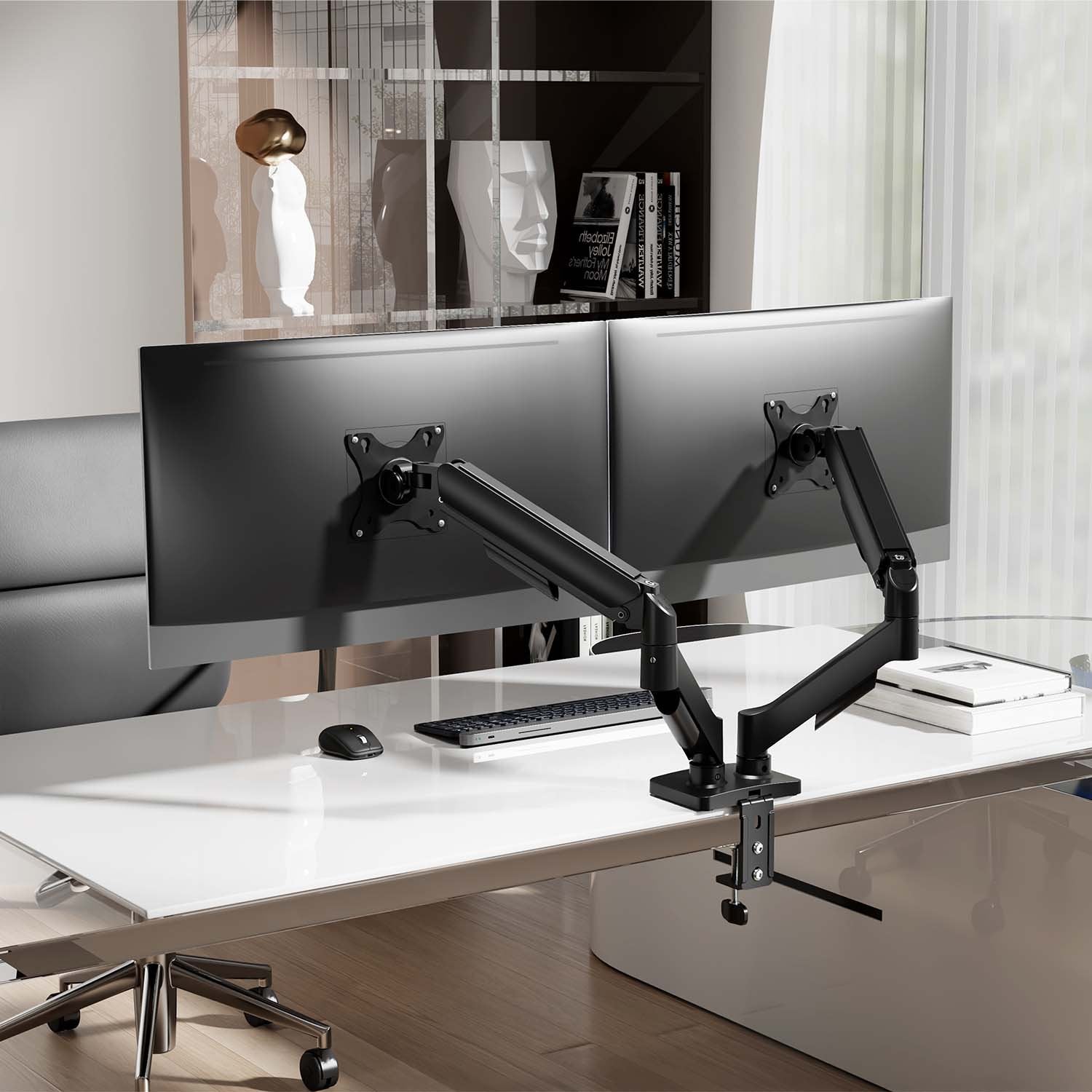 Aisens Soporte De Mesa Eco Contrapeso Giratorio E Inclinable Para Monitor/Tv 9kg (3 Pivotes, 2 Brazos) De 17-32, Negro