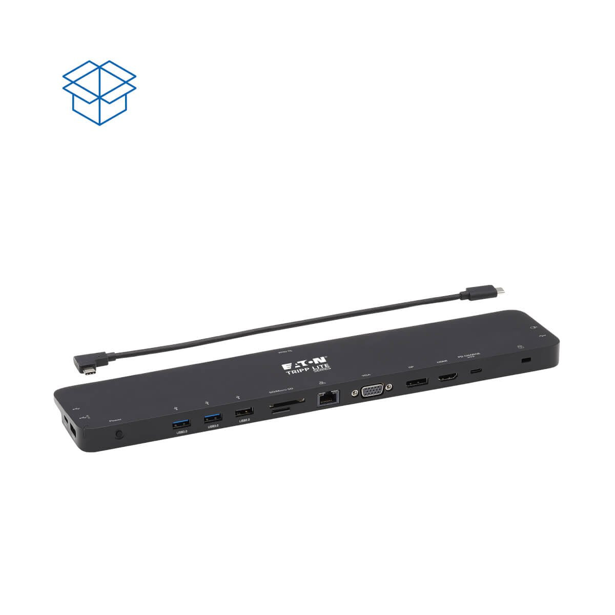 Tripp Lite U442-Dock7d-B Estación De Conexión Usb C, Pantalla Triple - 4k Hdmi Y Dp, Vga, Usb 3.2 Gen 1, Hub Usb A Y Usb C, Gbe, Carga Pd De 100w, Negro