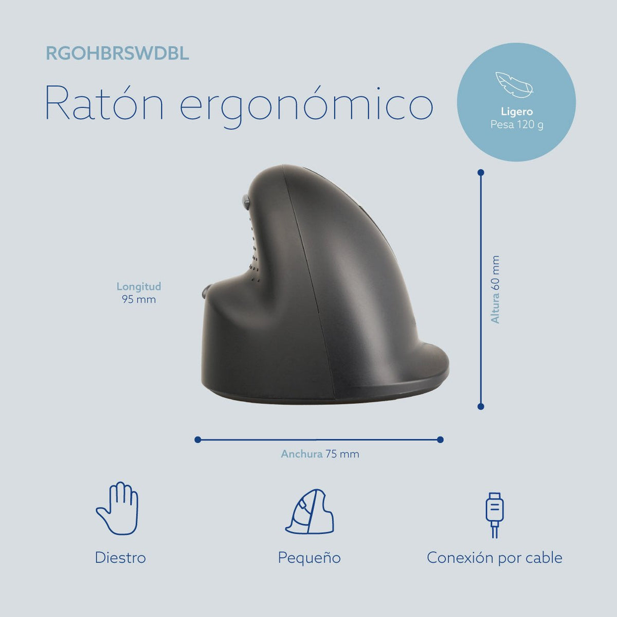 R-Go Ratón He Break Ergonómico Derecha Usb Pequeño