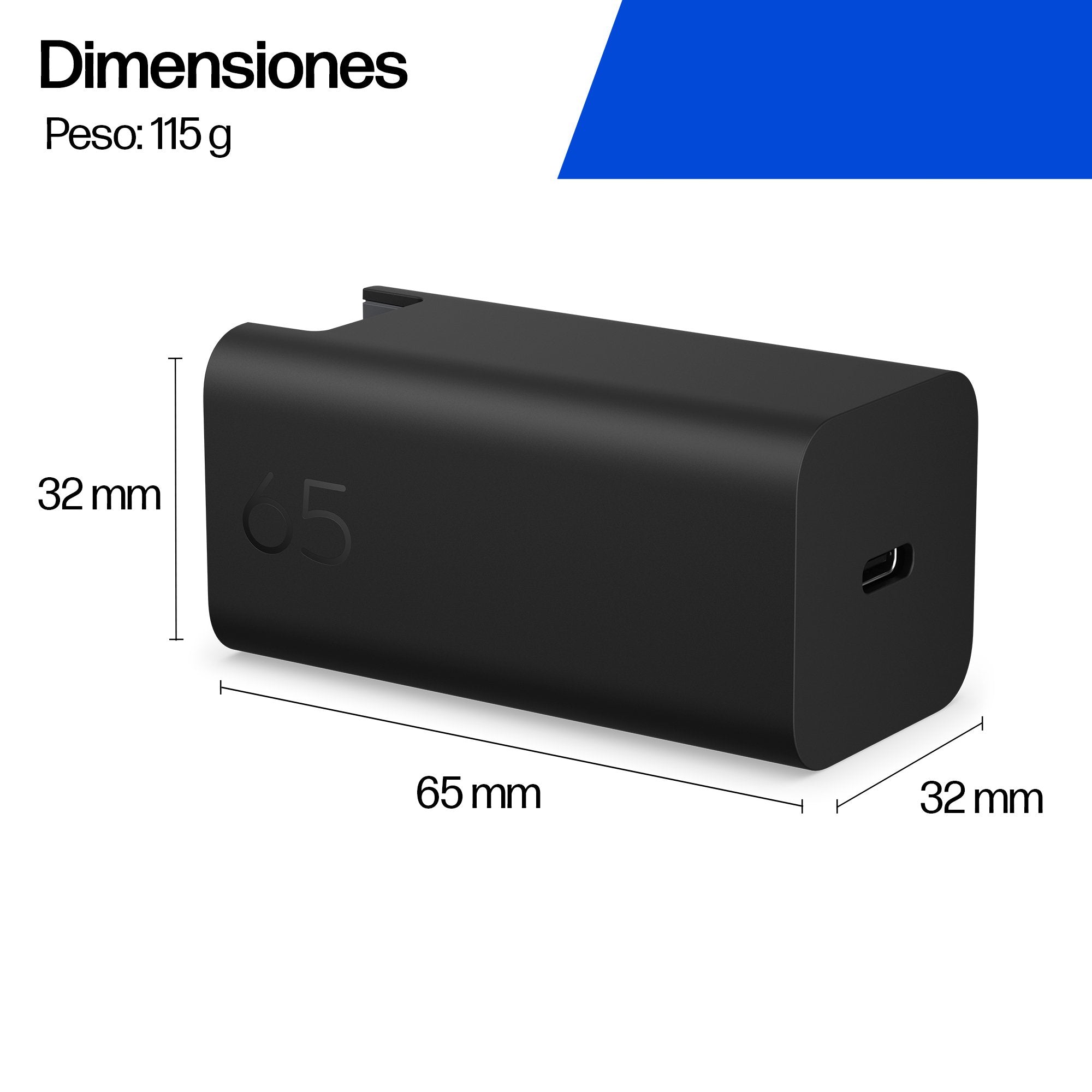 EAN 0199642432321 - HP 65W GaN Wall Charger adaptador e inversor de corriente Universal Negro imagen 16