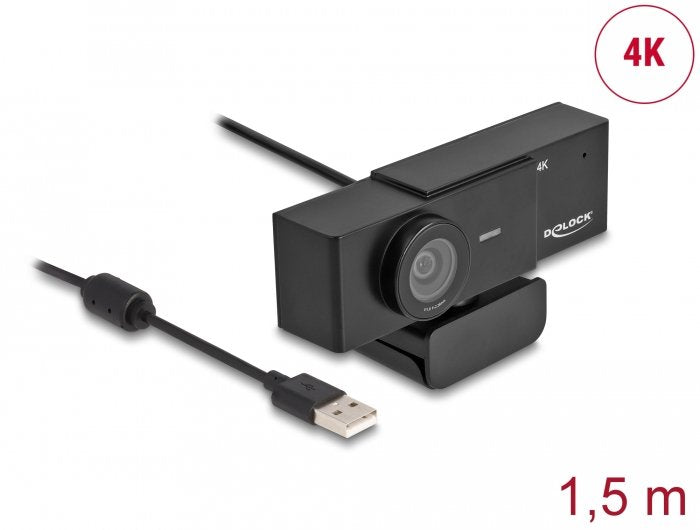 Delock Webcam Usb Uhd Con Micrófono 4k 30 Hz Punto De Vista De 110° Y Trípode