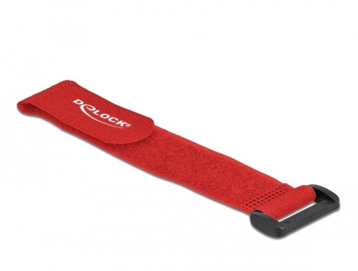 Delock Klett-Cablebinder Mit Schlaufe L 190 X B 25 Mm Rot 5 Stück