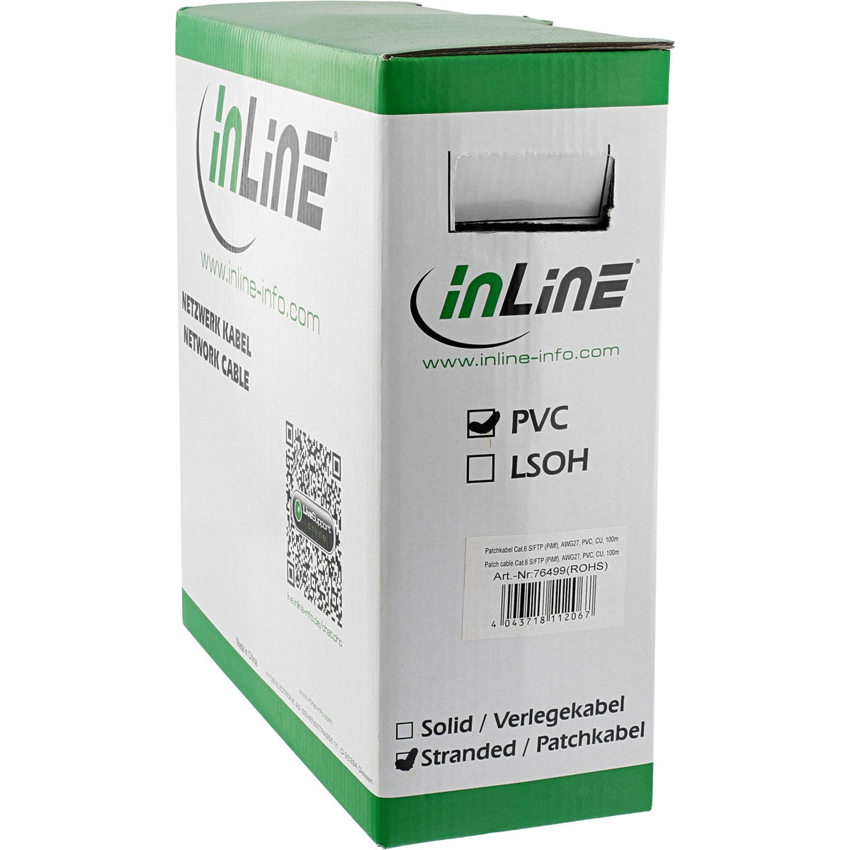 Cable De Red Inline S/Ftp Pimf Cat.6 Gris Awg27 Pvc Cu 100m