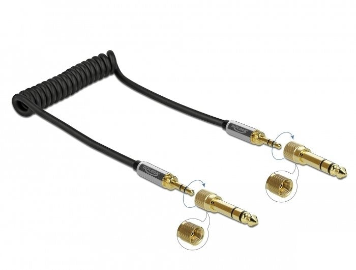 Delock Spiralcable 3,5 Mm 3 Pin Klinkenstecker Zu Klinkenstecker Mit Schraubadapter 1 M